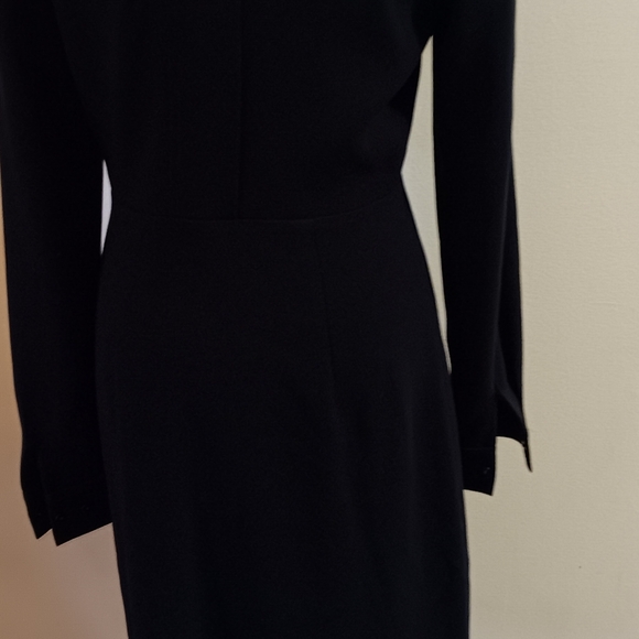 Elie Tahari LEATHER Trim Black Dress EXCELLENT CONDITION Sz 2 - Picture 6 of 11